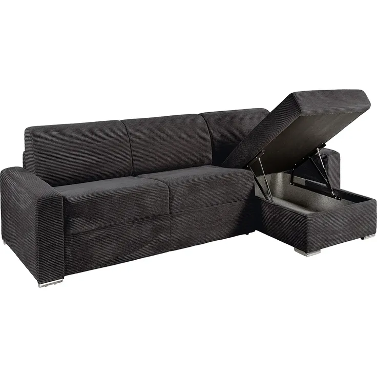 Vente-unique - CALITO Sofa SamtStoff Grau - B 223 cm152 cm x H 85 cm x L 298 cm – Bild 3