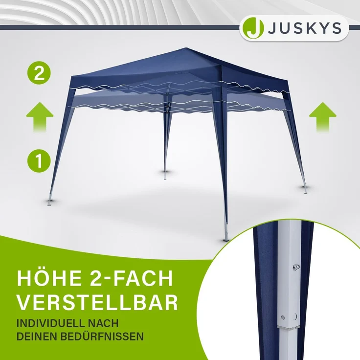 Juskys 'Vivara' Faltpavillon mit Tasche, höhenverstellbar, UV50+ & wasserabweisend, Stahl / Polyester blau, 3x3 m – Bild 6