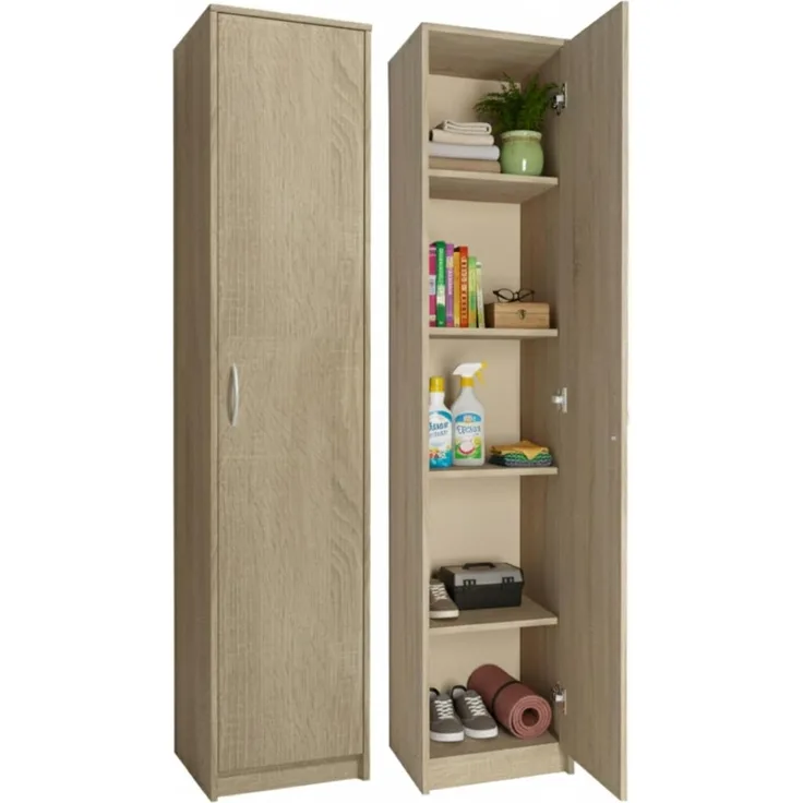 Home Collective Regal mit 5 Ebenen Aktenschrank mit 4 Einlegeböden und 1 Tür, in mattem Finish Standregal 39 cm breit sonoma