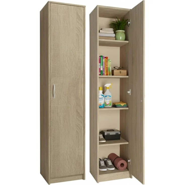 Home Collective Regal mit 5 Ebenen Aktenschrank mit 4 Einlegeböden und 1 Tür, in mattem Finish Standregal 39 cm breit sonoma – Bild 1