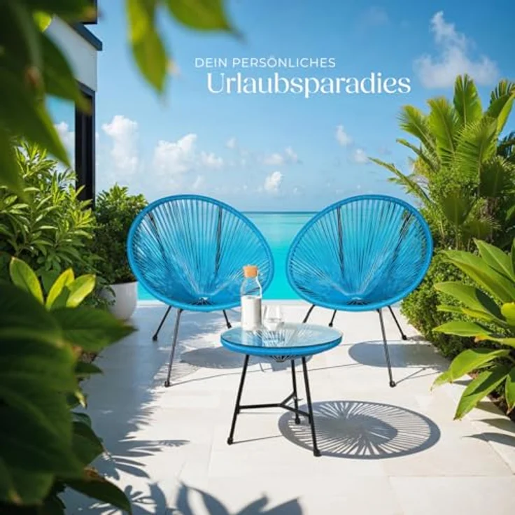 tectake 800988 2er Set Acapulco Garten Stuhl, Relaxsessel im Retro Design, Indoor und Outdoor, Lounge Sessel für Garten Balkon und Terrasse (Blau | Nr. 404409) – Bild 11