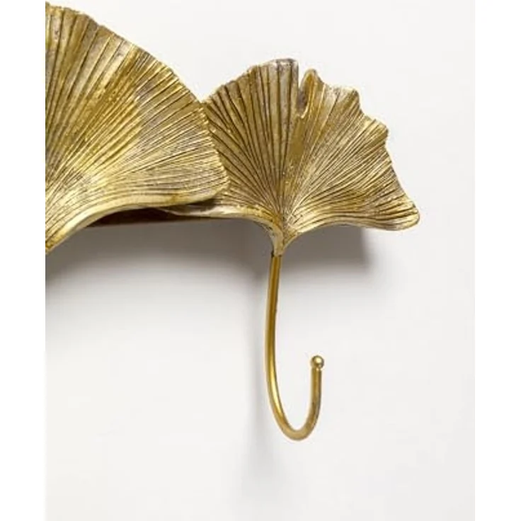 Kare Design Wandgarderobe Ginkgo Leaf, Gold, 5 Haken, Garderobenleiste, Garderobe, Garderobenhaken, Wohnaccessoire, Ginkgo Blatt Motiv, Eingangsbereich – Bild 3