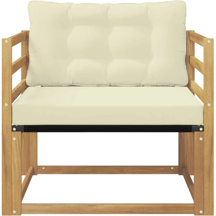 vidaXL Outdoor-Sofagarnitur Massives Akazienholz und Textilene Weiß 3439052 – Bild 5