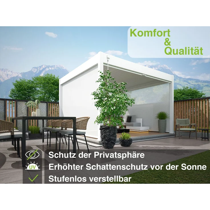 Weide Sonnenrollo für Weide Pergola | weiß – Bild 4