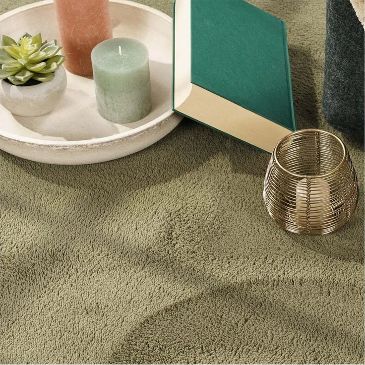 TaraCarpet Teppich Supersoft Kurzflorteppich Fiona Uni, rechteckig, Höhe: 14 mm, Wohnzimmer, Schlafzimmer, Esszimmer, Fiona grün 50x80 – Bild 2