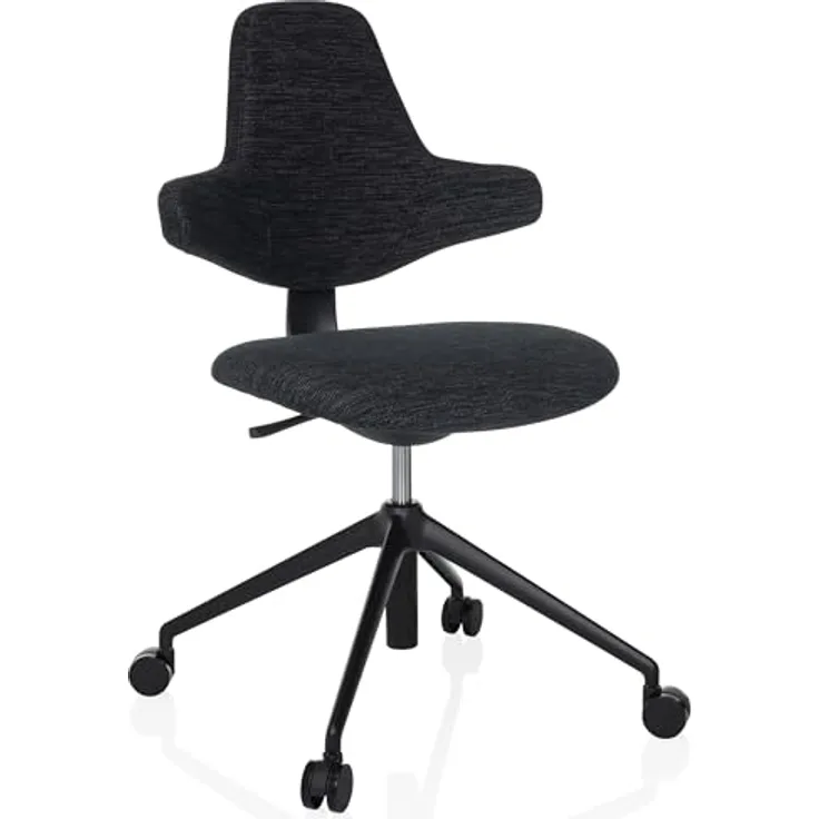 MID.YOU Drehstuhl, Schwarz, Textil, ergonomische Rückenlehne, inklusive Armlehnen, 58x87-97x57 cm
