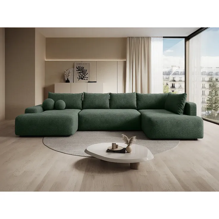 Vente-unique - DAVISO Sofa Stoff Grün - B 204 cm x H 87 cm x L 360 cm