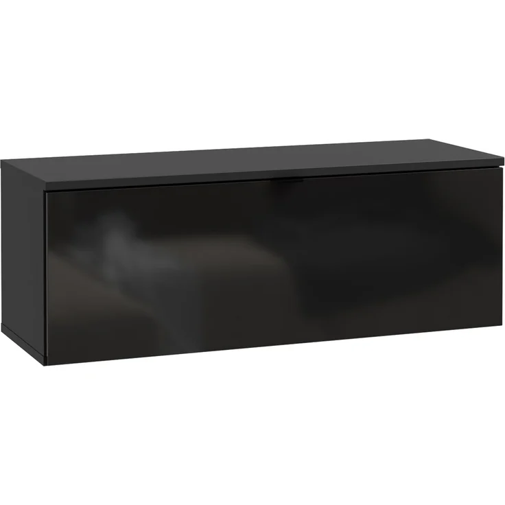 Lowboard >LIBERTAD< Hängeschrank, Schwarz Glanz / Schwarz - 99,5x37,5x34,8cm (BxHxT) – Bild 4