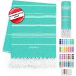 LeStoff das traditionelle Hamamtuch Strandtuch Badetuch Saunatuch Duschtuch Spa Sport Yoga Reisen 100% Bio-Baumwolle. Nachhaltig, natürlich, weich und vorgewaschen. (95x180 cm, Turquoise)