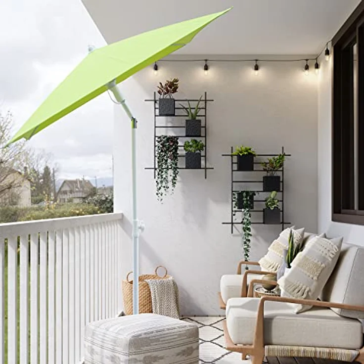 Sekey 180 × 125 cm Sonnenschirm mit Schutzhülle, Balkonschirm Gartenschirm Terrassenschirm, Sonnenschutz UPF50+, Kippbar, Höhenverstellbar, Rechteckig- Grün – Bild 9