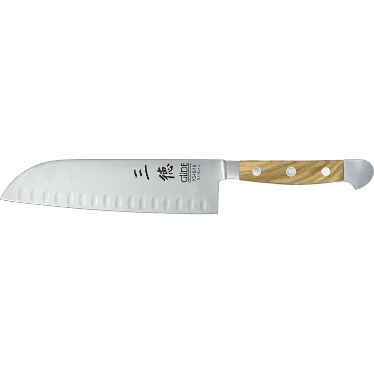 Santoku mit Kulle groß X546/18 von GÜDE, Serie Alpha Olive, 18 cm Klinge