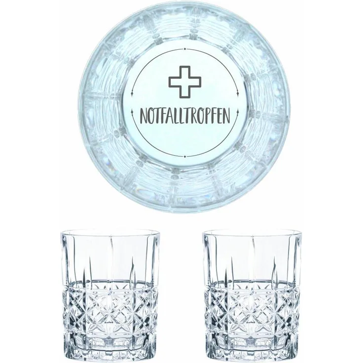 Nachtmann Whiskyglas Gravur Notfalltropfen, Whiskeygläser Set, Gravur, Geschenk, Kristallglas, 345 ml, 2er Set