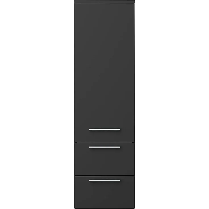 Hochschrank 120 cm schwarz mit Glaseinlagen : Schwarz – Bild 3