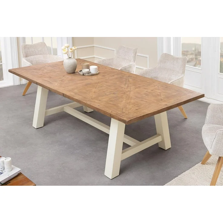riess-ambiente Esstisch HAMPTONS 200cm hellbraun/creme - Pinienholz, 8 Sitzplätze, rechteckig (Einzelartikel, 1-St), Massivholz-Esstisch - ideal für Landhaus-Küchen, Wohn- und Esszimmer – Bild 5