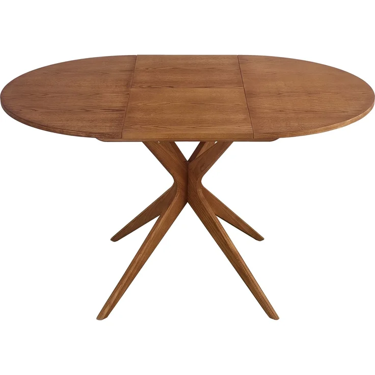 Ragaba Runder ausziehbarer Esstisch Ø 90 cm Esche & MDF Eschenholzfurnier Eichenbeize – Bild 2