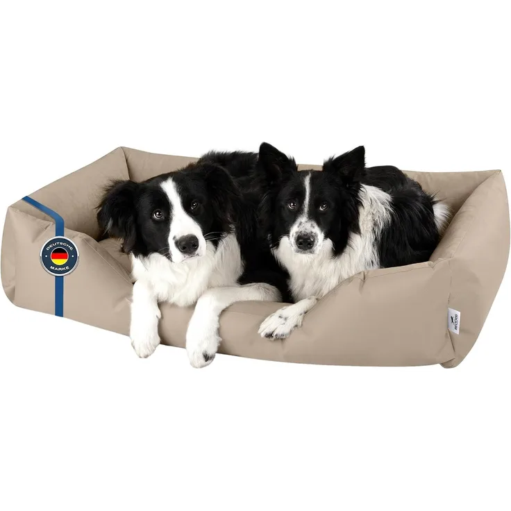 BedDog Hundebett ZARA, Hundekissen mit abziehbaren waschbaren Bezug, Hundekorb, Hundesofa, für kleine, große, mittel-große Hunde (XXXL) ca. 150x110x28cm, NAMIB-SAND (beige)