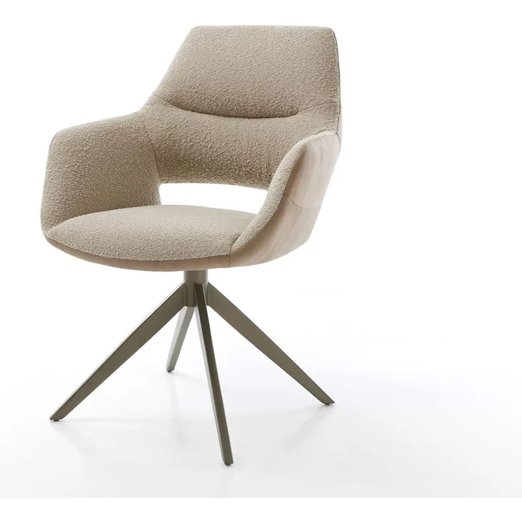 Drehstuhl Yago-Flex mit Armlehnen Materialmix Schlamm Kreuzgestell breit Effektfinish Titan 360° drehbar Wippfunktion Taschenfederkern – Bild 2