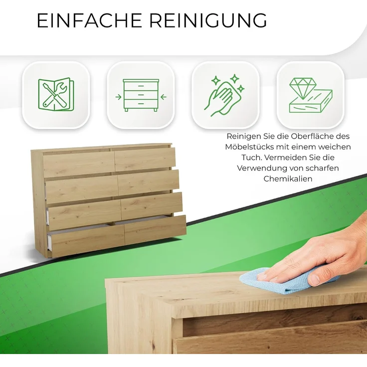 ibonto KOMMODE HANDWERKLICHE EICHE 40x138x97cm (H 97 x T 40 x B 138 cm) – Bild 6