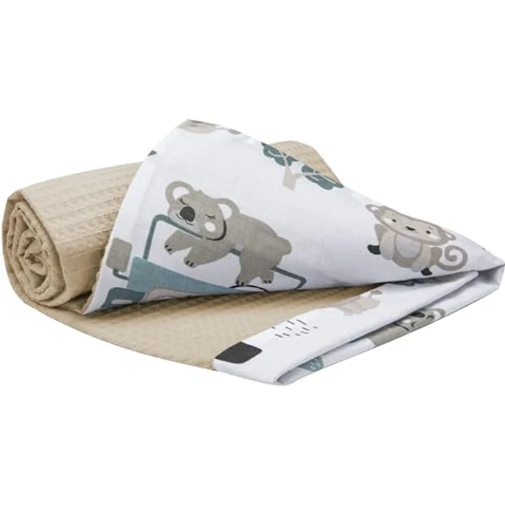 Medi Partners Babydecke Baby Decke Neugeborenen - Kuscheldecke Geschenk Babydecken 75x100cm für Kleinkinder Mädchen Krabbeldecke Kinderbett Kinderwagen 100% Baumwolle (‎Mint Zoo mit Grauer Waffel) – Bild 1