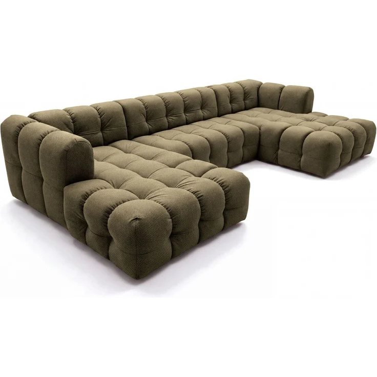 Wohnlandschaft Sofa U-Form SOLVIE in Stoff Moly Moosgrün – Bild 2