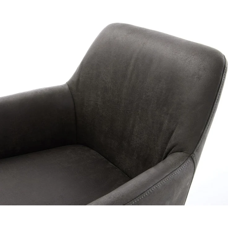 Drehstuhl Xana-Flex mit Armlehnen Mikrofaser Anthrazit Vintage Kreuzgestell breit Effektfinish Titan 360° drehbar Taschenfederkern – Bild 6