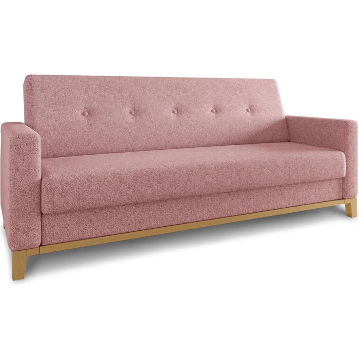Sofa Wood mit Schlaffunktion - Schlafsofa mit Bettkasten, Bettsofa, Massivholz, Polstersofa mit Holzfüße (Pink (Twist 16)) – Bild 2