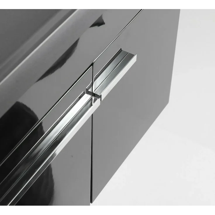 Faizee Home Badmöbelset 90 cm Schwarz Hochglanz inkl. Keramik-Waschbecken, LED-Spiegel & 1x Seitenschrank links – Bild 4
