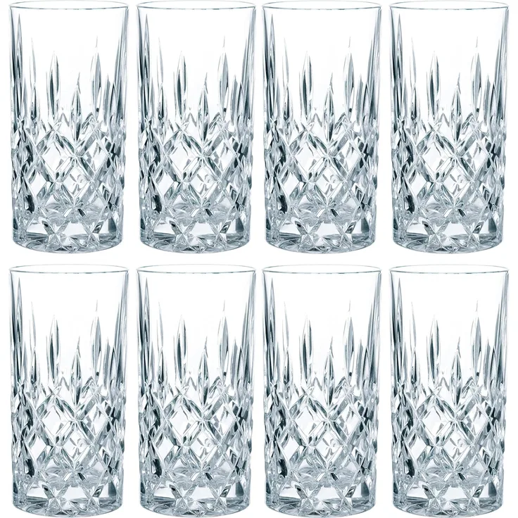 Nachtmann Noblesse Longdrinkglas Set, 8er Set, Wasserglas, Saftglas, Kristallglas, H 14. 8 cm, 375 ml