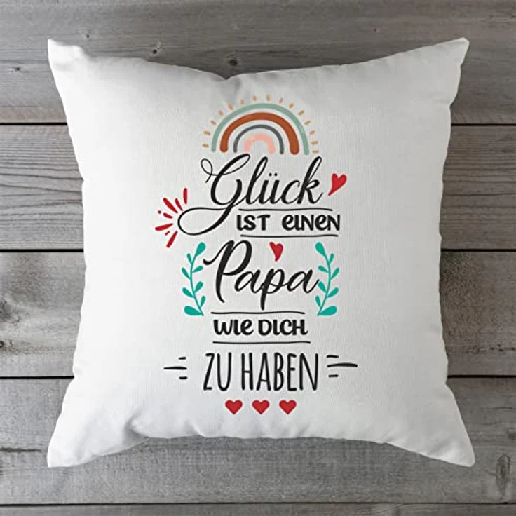 GRAVURZEILE Zierkissen mit Spruch - Glück ist - Geschenk für Freunde & Familie -, starke Farben ohne verblassen - Papa - mit Füllung – Bild 5