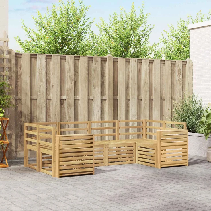 vidaXL Outdoor-Sofagarnitur 6 stk. 6-Sitzer Weiß Massivholz Akazie 3392399 – Bild 1