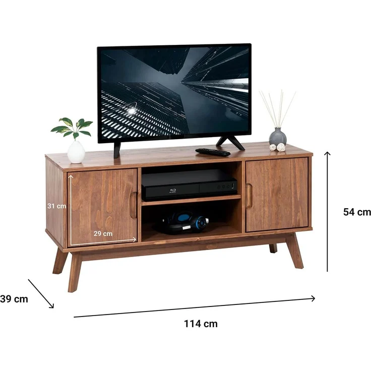IDIMEX Lowboard TIVOLI, TV Board aus Kiefer Massivholz, Fernsehtisch mit 2 Türen kastanie – Bild 3