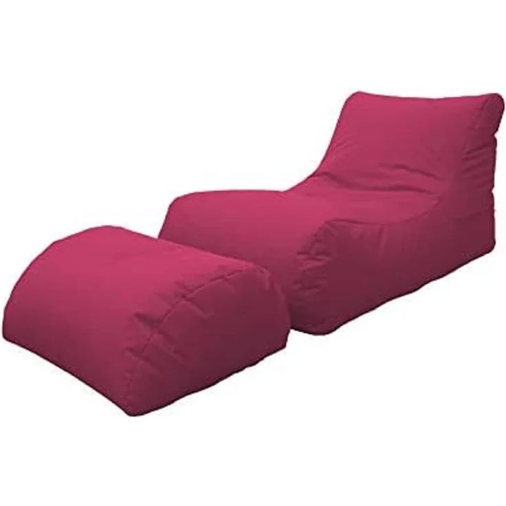 Dmora Moderne Chaiselongue fürs Wohnzimmer, Made in Italy, Sessel mit Fußstütze aus Nylon, Gepolsterter Sitzpuff für Schlafzimmer, 120x80h60 cm, Farbe Fuchsia – Bild 1