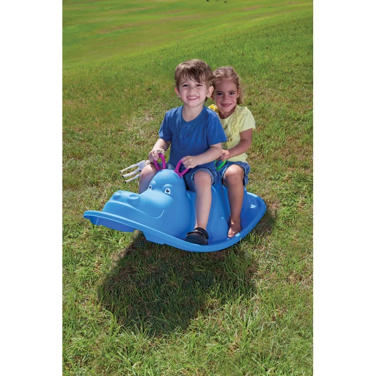 Starplast Wippe Hippo Rocker blau Kinderwippe Wippschaukel Outdoor Garten – Bild 3