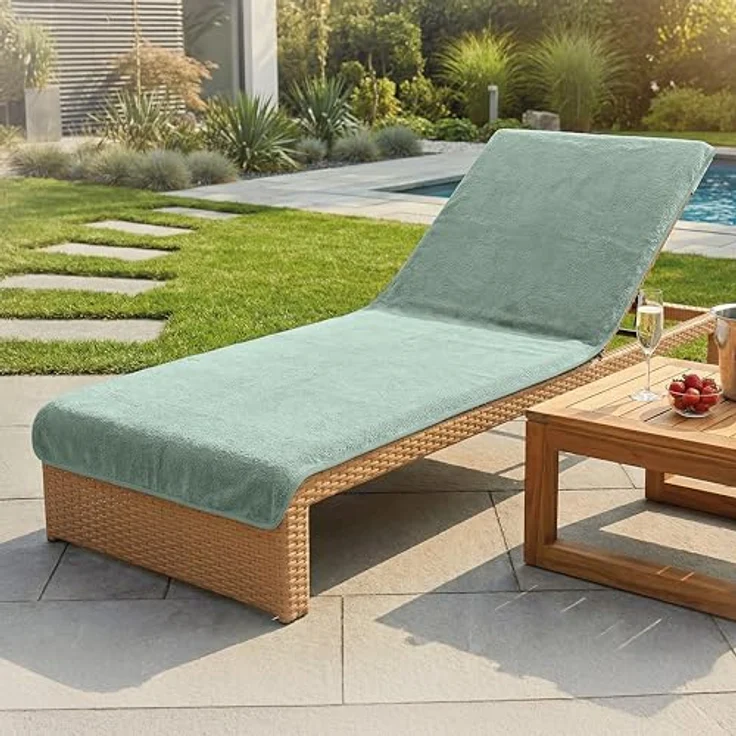 Laynenburg Liegenauflage Frottee Schonbezug aus 100% Baumwolle für Gartenliege, (1 St), Sonnenliege - Liegenbezug mit Umschlag für Standliege in 75x200 cm – Bild 1