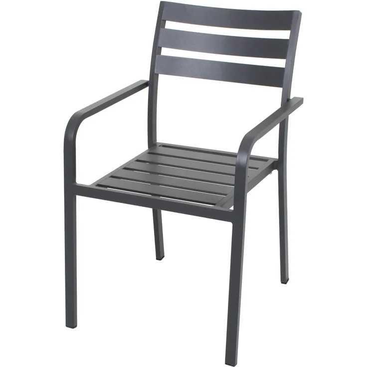 Gartenstuhl 4er Set WILMA - Aluminium, Anthrazit | Gartenstühle Wetterfest Essstühle Outdoor Terrasse