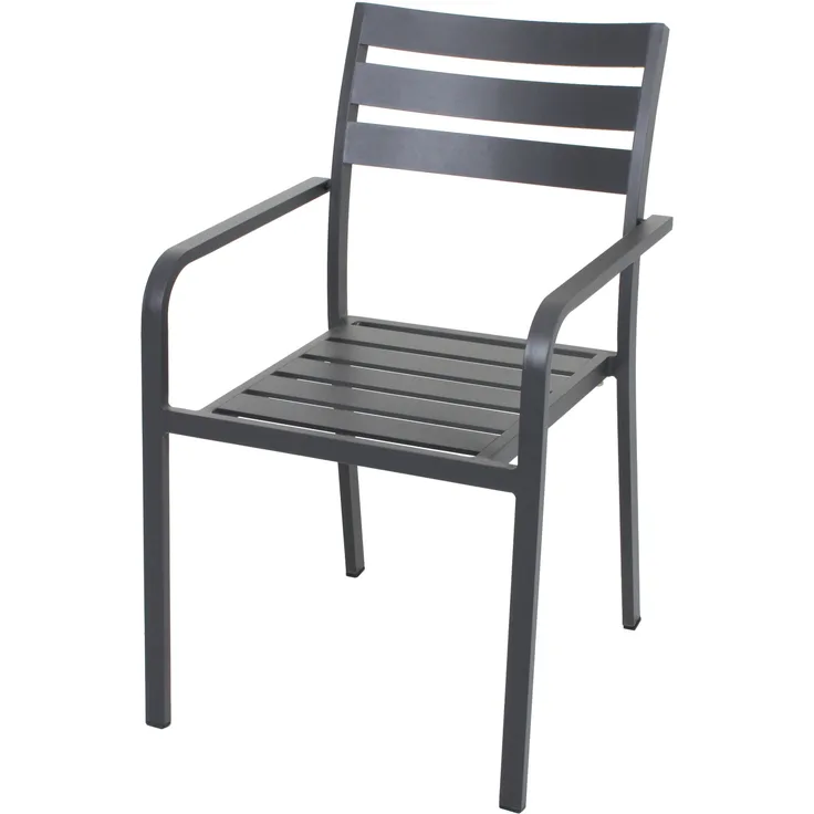 Gartenstuhl 4er Set WILMA - Aluminium, Anthrazit | Gartenstühle Wetterfest Essstühle Outdoor Terrasse