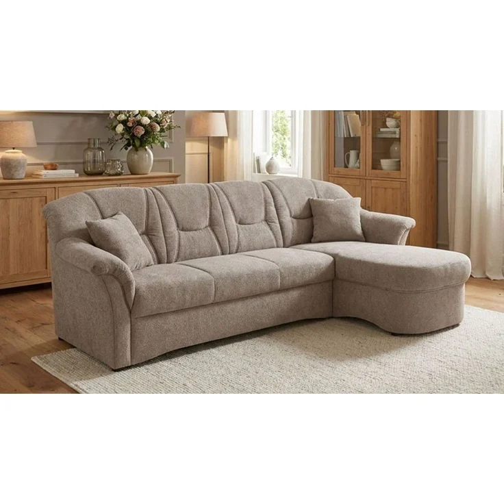 OTTO home Ecksofa Langelland 232 x 146 cm, auch mit Schlaffunktion, mittelfester Sitz, L-Form, mit Federkern, pflegeleichter, weicher Luxus-Microfaser – Bild 1