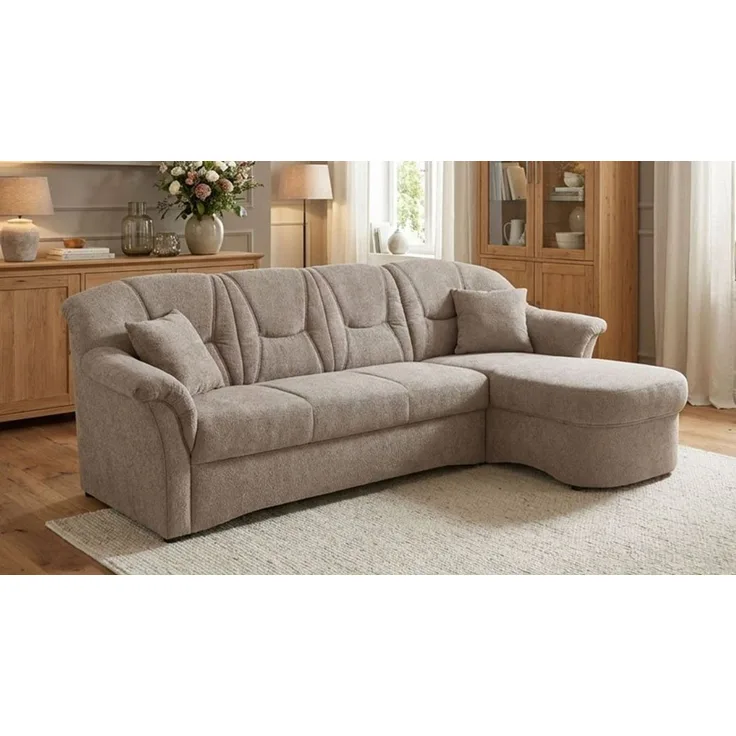 OTTO home Ecksofa Langelland 232 x 146 cm, auch mit Schlaffunktion, mittelfester Sitz, L-Form, mit Federkern, pflegeleichter, weicher Luxus-Microfaser