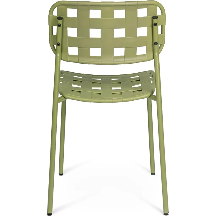 Gartenstuhl Revol 4er-Set aus Metall, modern, stapelbar, grün, UV-beständiges Geflecht – Bild 4