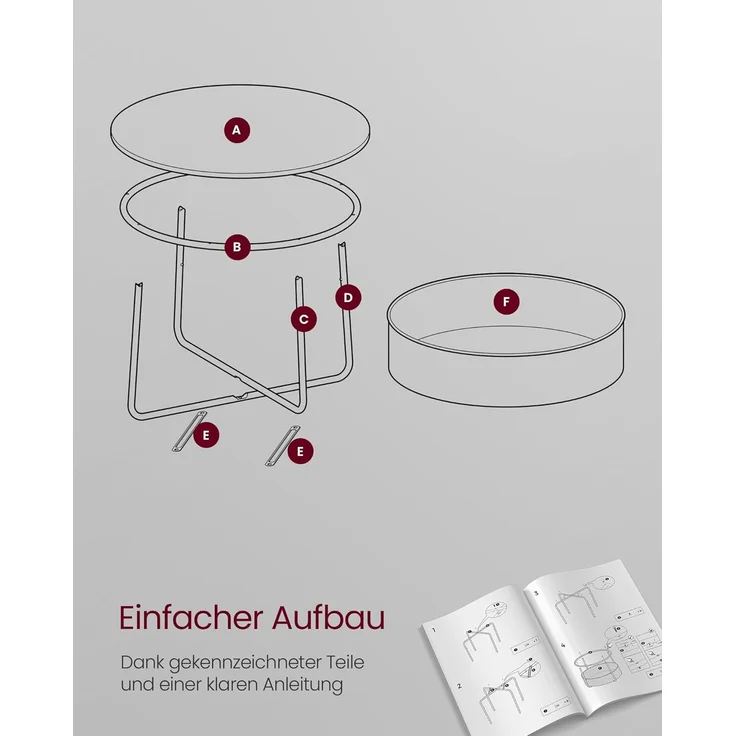 Vasagle Couchtisch, Beistelltisch, Wohnzimmertisch mit Korb aus Stoff, modern,Tintenschwarz-Schiefergrau – Bild 6