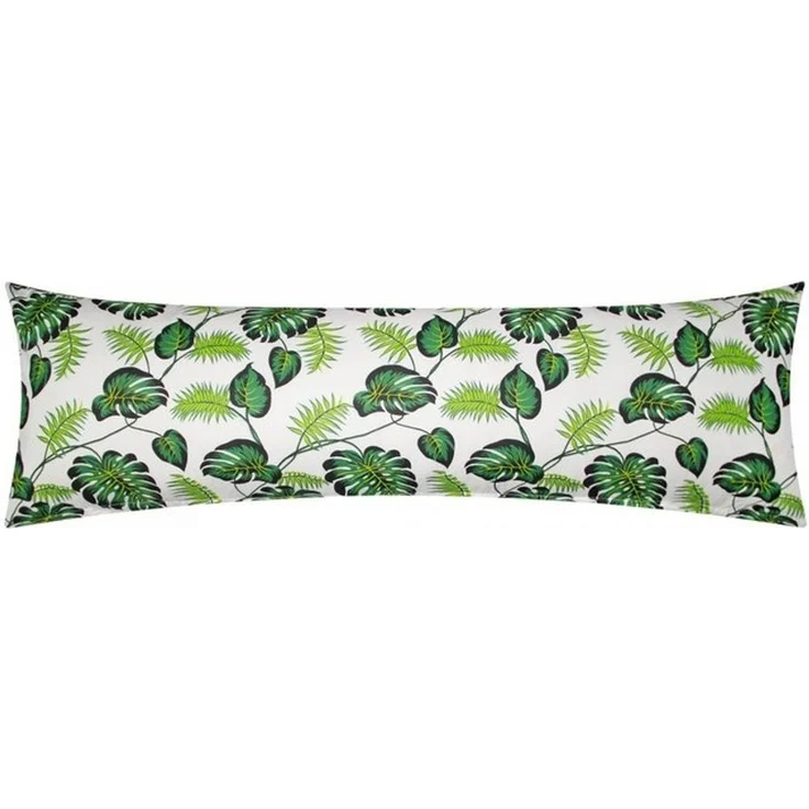 Heubergshop Seitenschläferkissenbezug, (1 Stück), 40x145cm Tropische Blätter Grün Weiß in 100% Baumwolle (031/1-Grün) – Bild 2