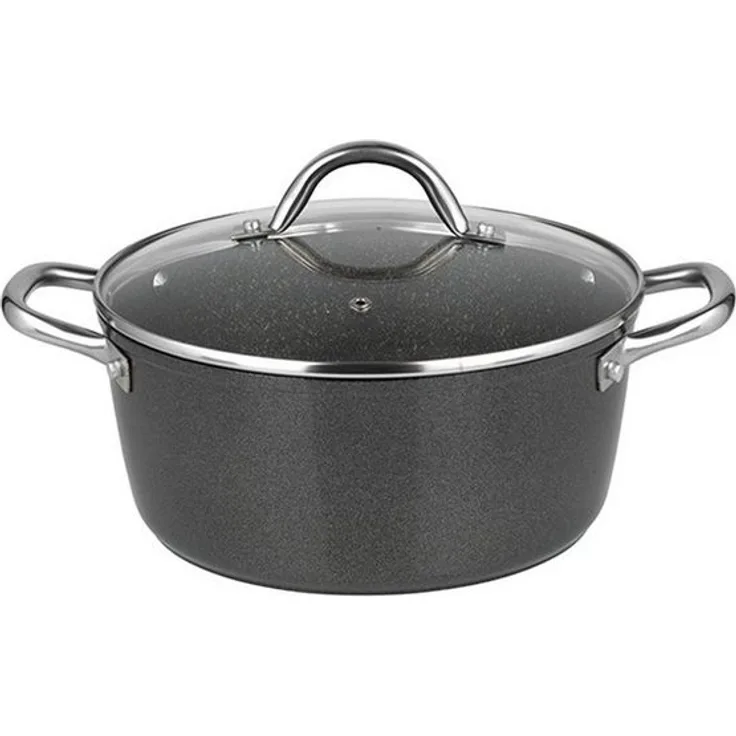 Kochtopf Fleischtopf mit Deckel Ø24cm Induktion Marmorbeschichtung Suppentopf Pfanne Edelstahl