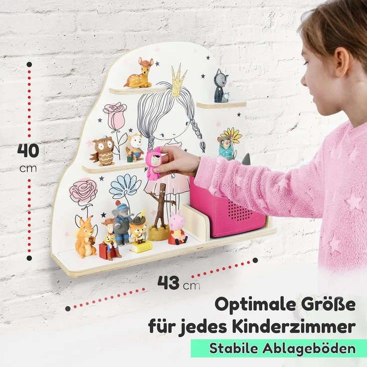 stadtecken Holzregal für Musikbox I Giraffe, mittel I Geeignet für die Toniebox und ca. 30 Tonies I Perfekte Tonie Aufbewahrung im Kinderzimmer I Zum Aufstellen oder Aufhängen – Bild 2