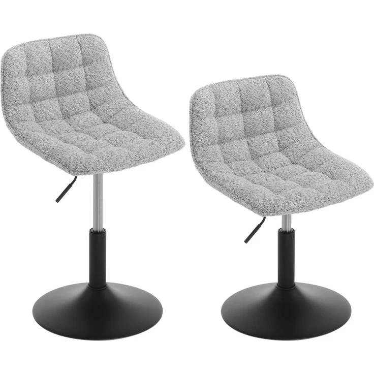 WOLTU Schminktisch Stuhl Hocker 2er Set für Schminktisch, Schlafzimmer & Esszimmer - Höhenverstellbar, 360° Drehbar mit Rückenlehne, aus Bequemer Chenille, Grau
