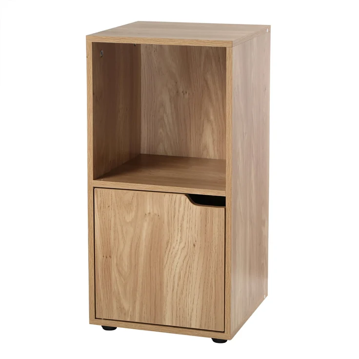 Casâme 'MODU' Set aus 2 Nachttischen mit 2 Fächern im Holzdekor mit 1 Tür - L31 cm - Helles Holz – Bild 4