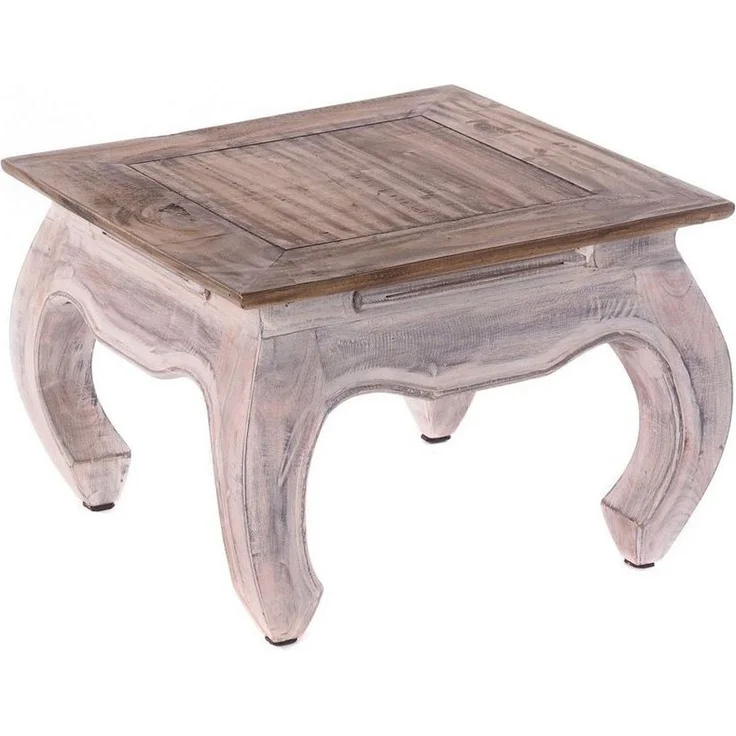 DESIGN DELIGHTS Couchtisch OPIUMTISCH "EAST 50", 50x50x35cm, Altholz massiv, Beistelltisch, Fa – Bild 1