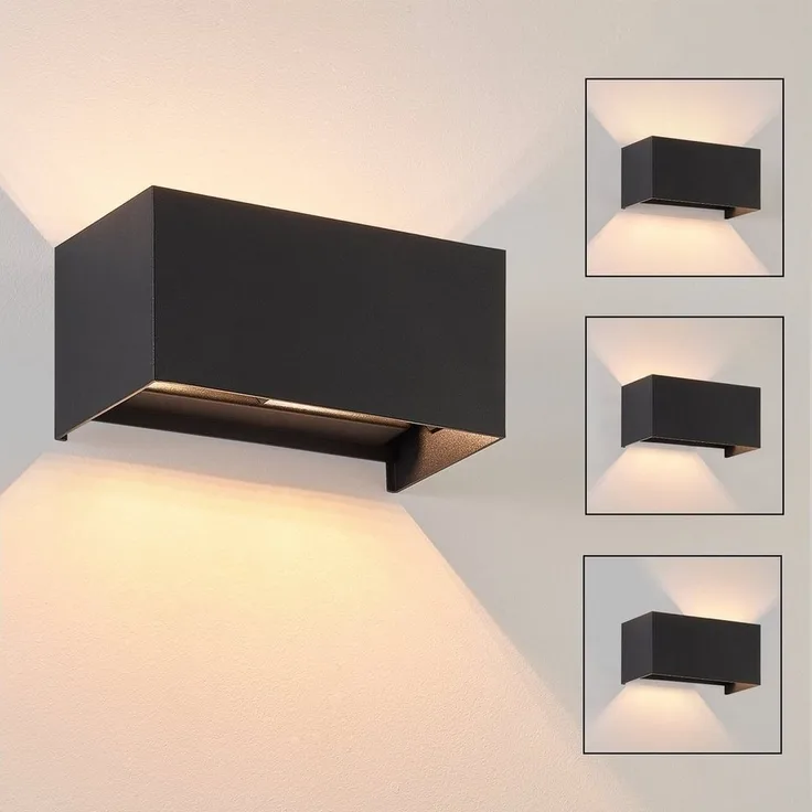 Nettlife LED Wandleuchte Schwarz Up und Down Außenlampe Garten Aussen Lampe, Aussen, LED wechselbar, Warmweiß, für Wohnzimmer Schlafzimmer Garten Terrasse Flur