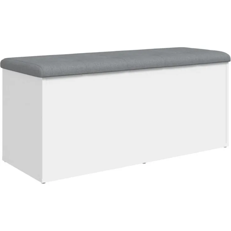 Sitzbank mit Stauraum, Holzwerkstoff, Weiß, 102 x 42 x 45 cm
