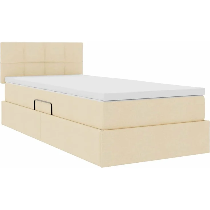 vidaXL LED-Speicherbett mit Matratze Creme 90 x 200 cm Stoff 3371122 – Bild 6
