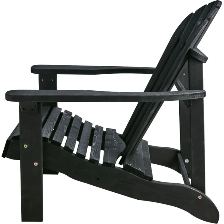 Gartensessel Skule aus Kiefernholz, klassisches Adirondack-Design, schwarz, mit Armlehnen – Bild 2